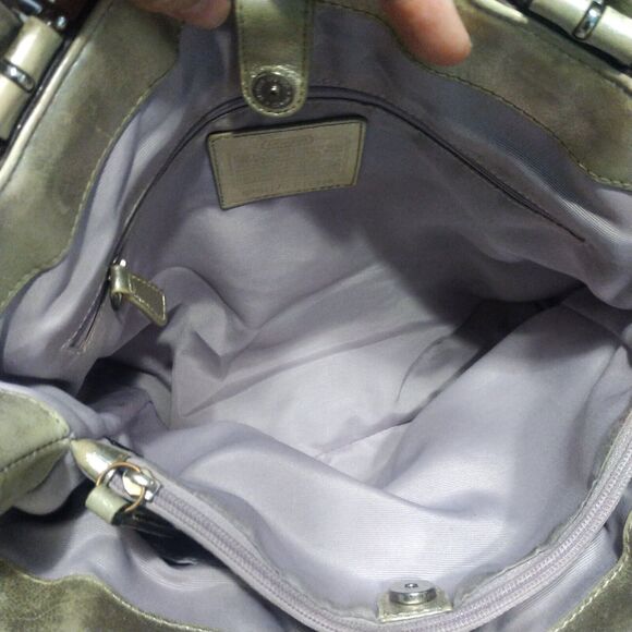 Coach North South Soho Satchel Off White w Gold Metallic Handles Hobo Bag F17216 - Picture 8 of 11